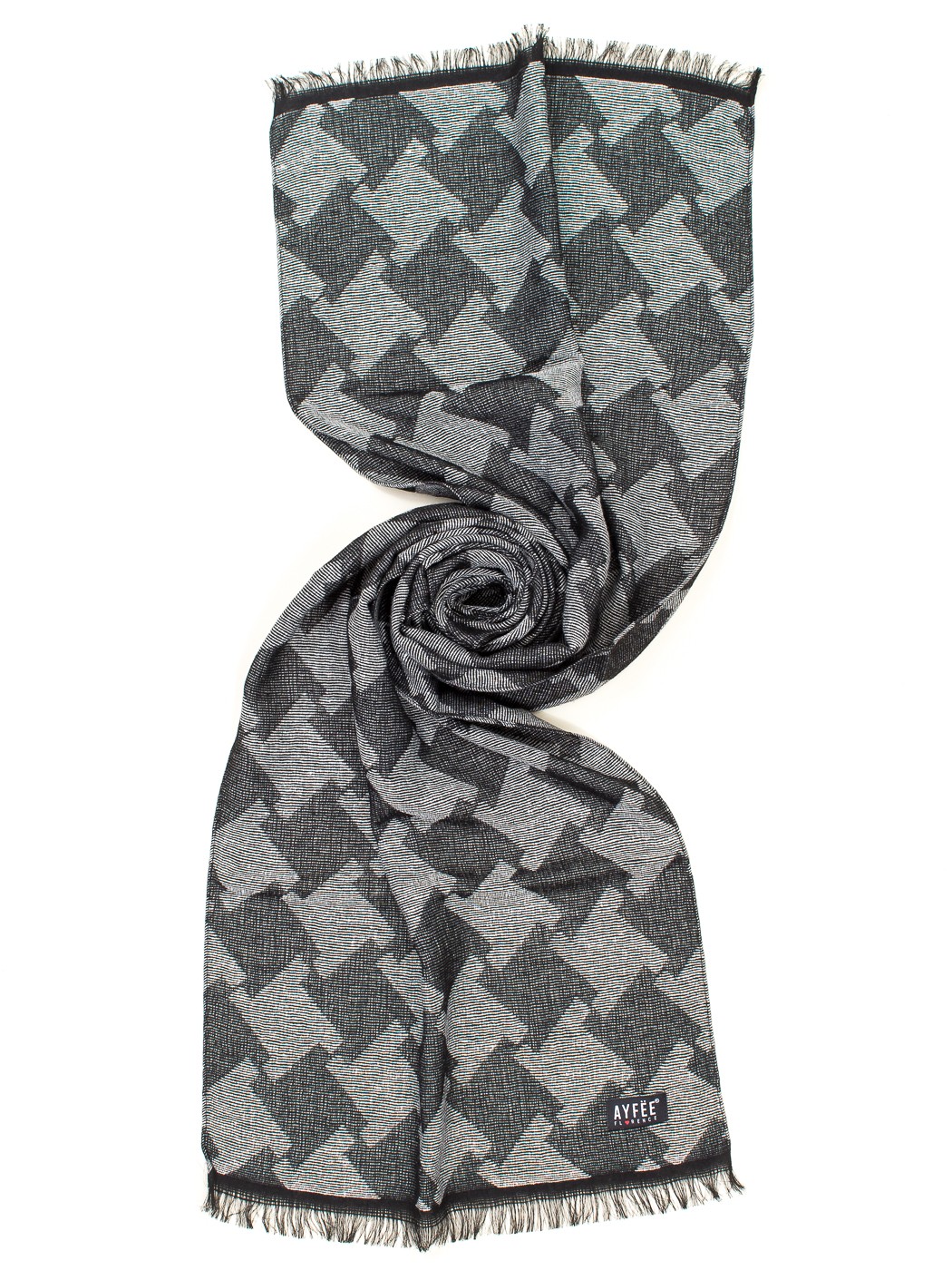 STOLA UOMO JACQUARD GEOMETRIC, 45X180 - BLACK